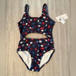 Old Navy cutout red / white / blue one-piece swimsuit